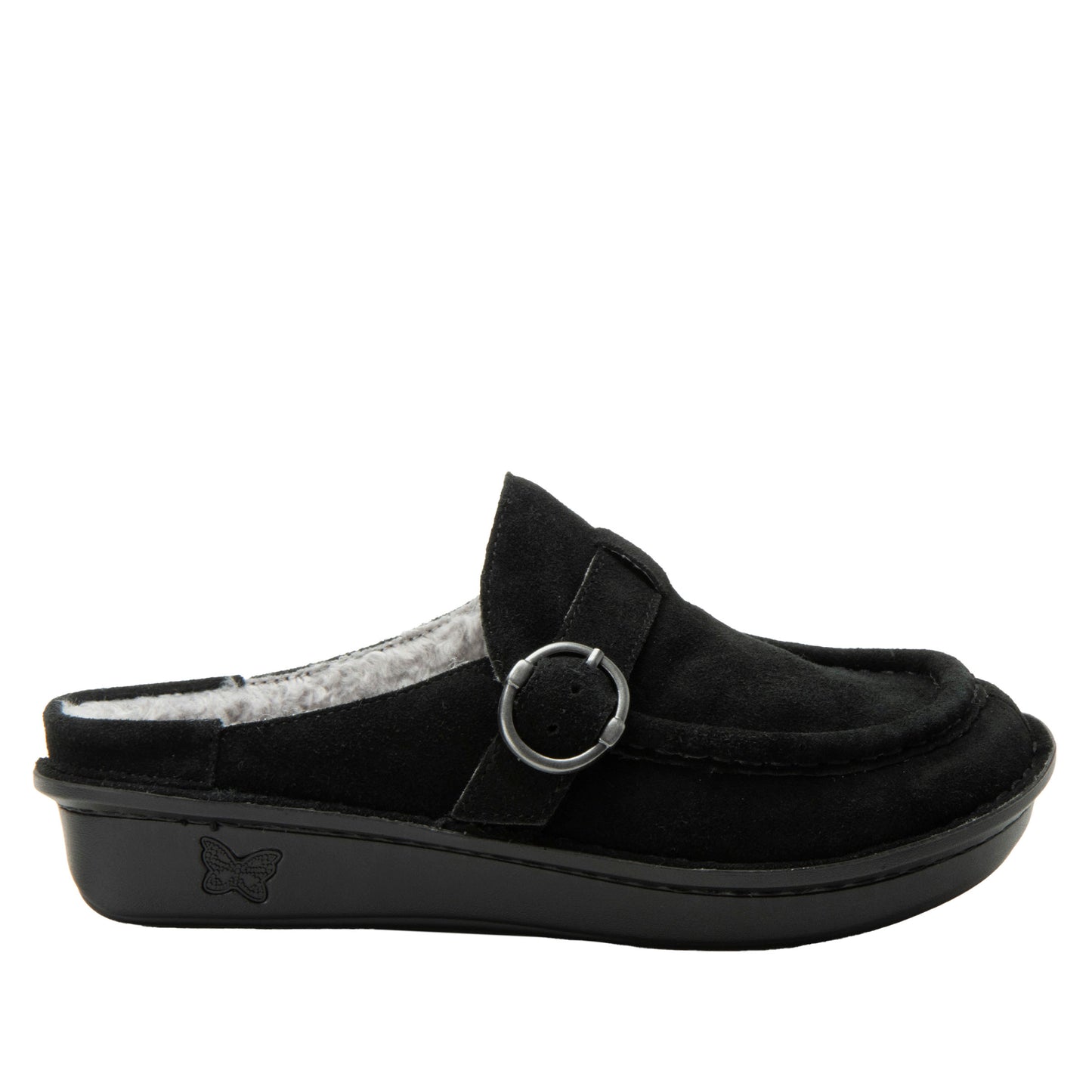 Brigid -  Black Sherpa lined Clog (Sample Sale)