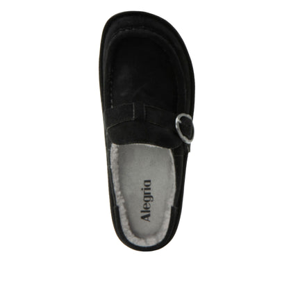 Brigid -  Black Sherpa lined Clog (Sample Sale)